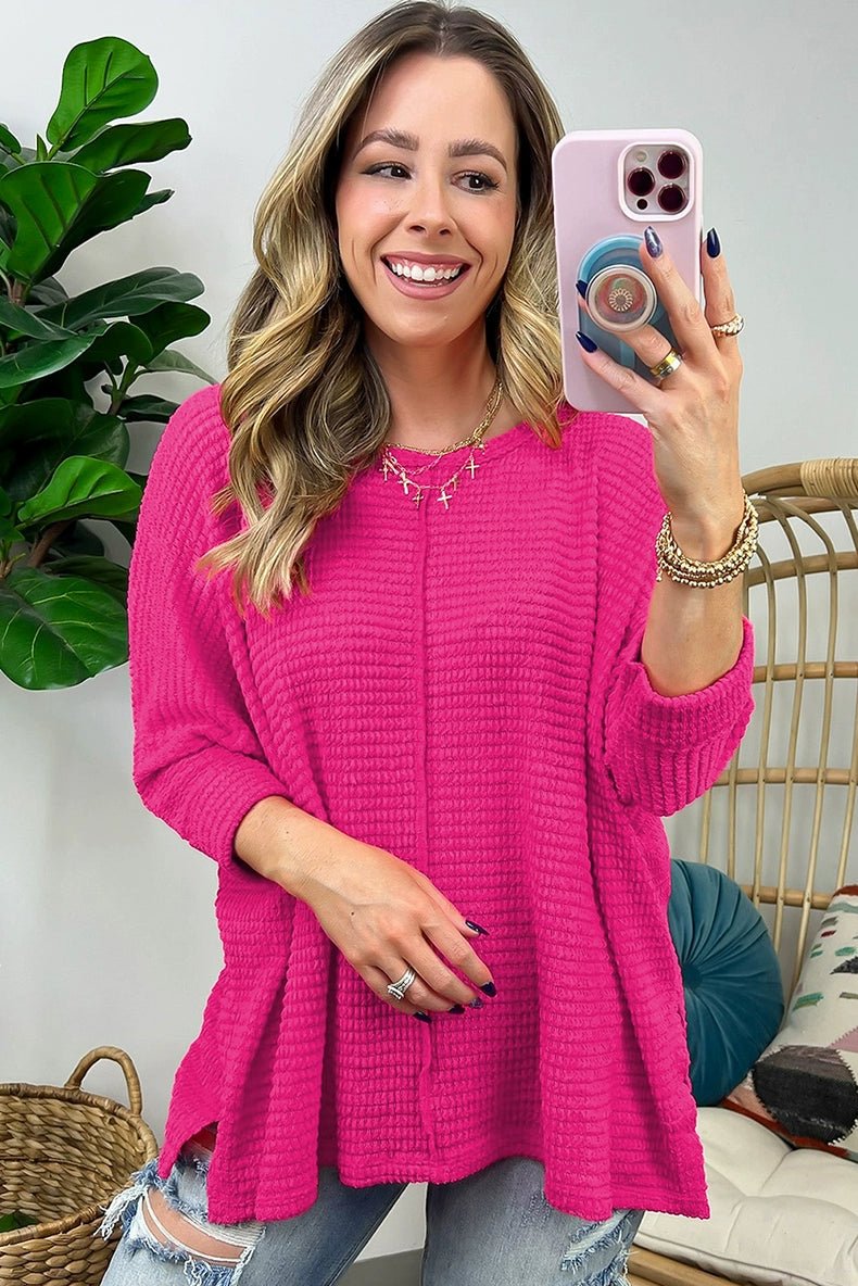 2024 Spring New Arrival Solid Color Pullover Long Sleeve T-shirt Female Fashion Loose Casual Texture Knitting round Neck Tops Female - Kaiju Mafia