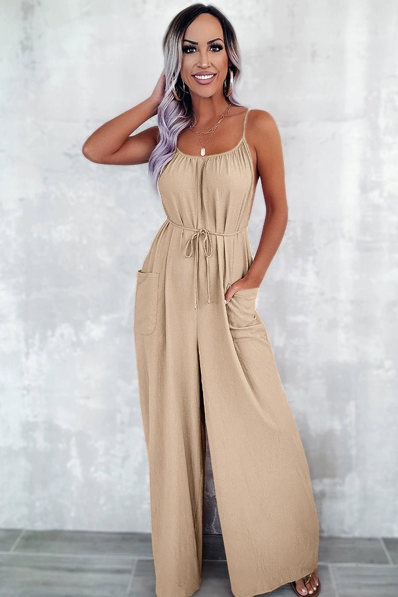 Fashion Loose Backless Suspender Jumpsuit Women 2024 Summer New Arrival Personalized Sexy Cold - Shoulder Sleeveless Jumpsuit Trousers - Kaiju Mafia