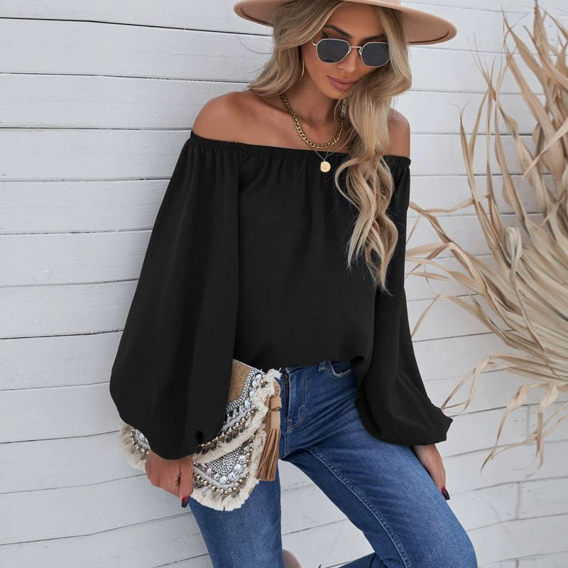 Off - the - Shoulder Fashion Tube Top off - Neck Pullover Long Sleeves Shirt - Kaiju Mafia