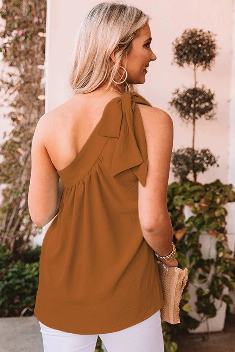 New Arrival One - Shoulder Fashion Ruched Sleeveless Pullover Vest - Kaiju Mafia