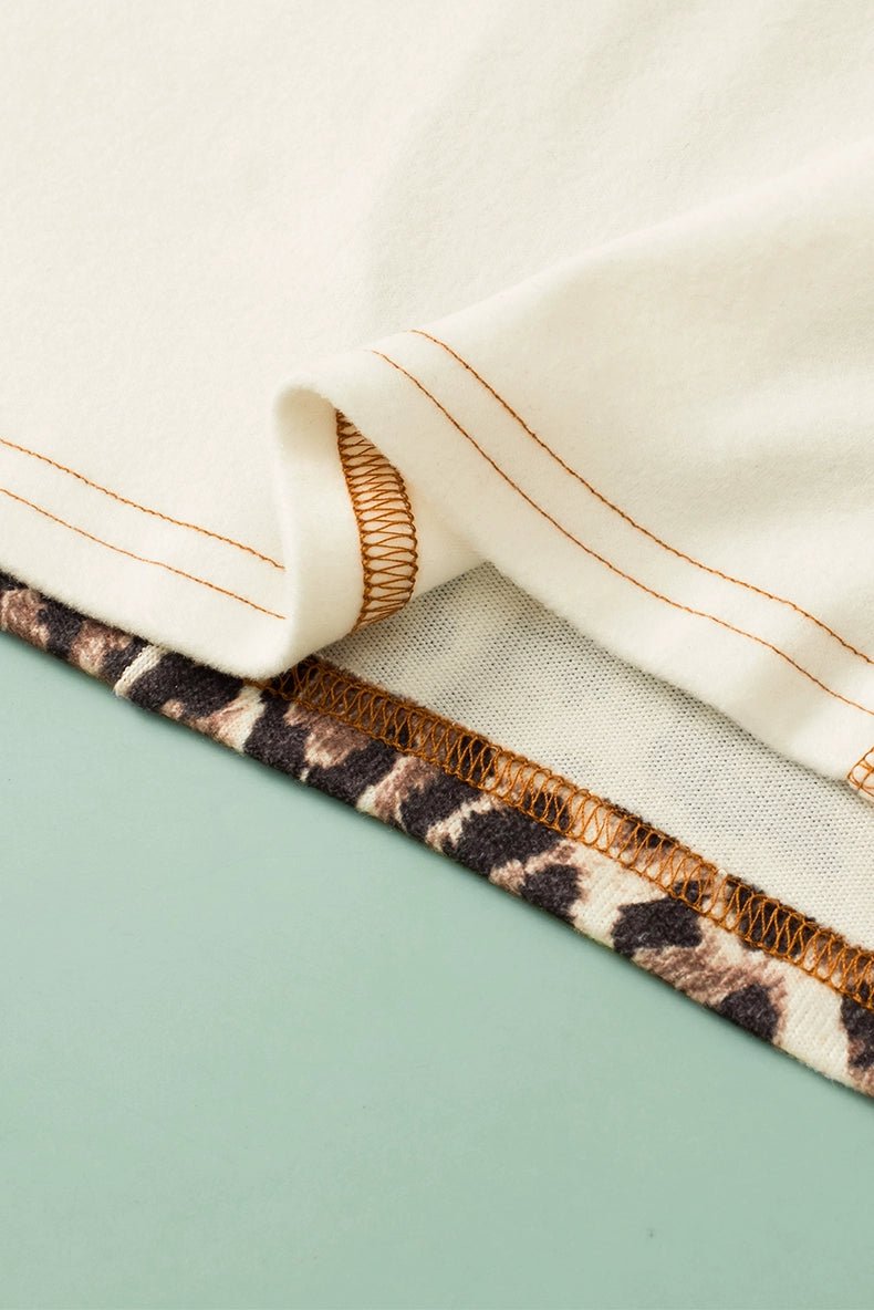 Fashion Leopard Print Stitching Long Sleeve T-shirt Women 2024 Spring & Fall New V - neck Pullover Women Casual Pullover Tops - Kaiju Mafia