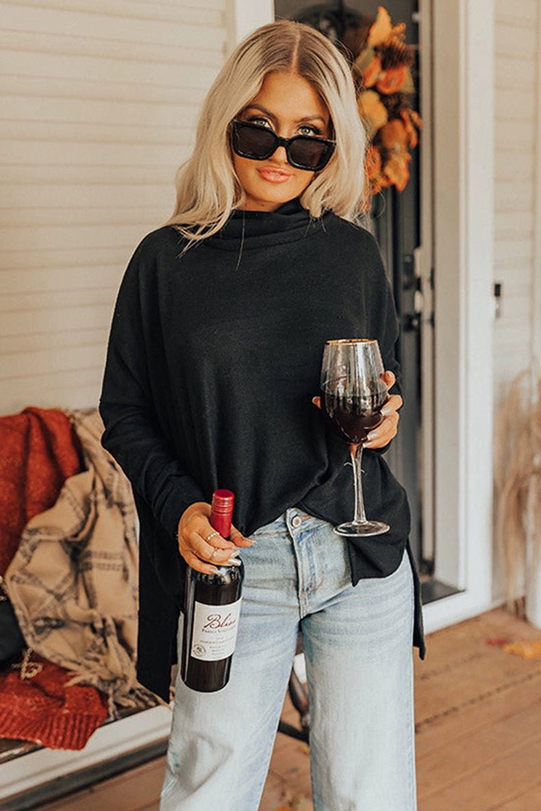 Pure Color Long Sleeves Casual Wind Loose Bottoming Top Pullover - Kaiju Mafia