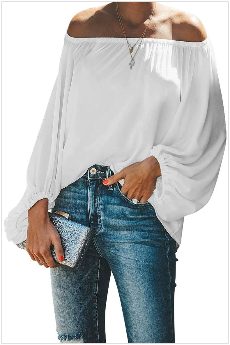 Off - the - Shoulder Fashion Tube Top off - Neck Pullover Long Sleeves Shirt - Kaiju Mafia