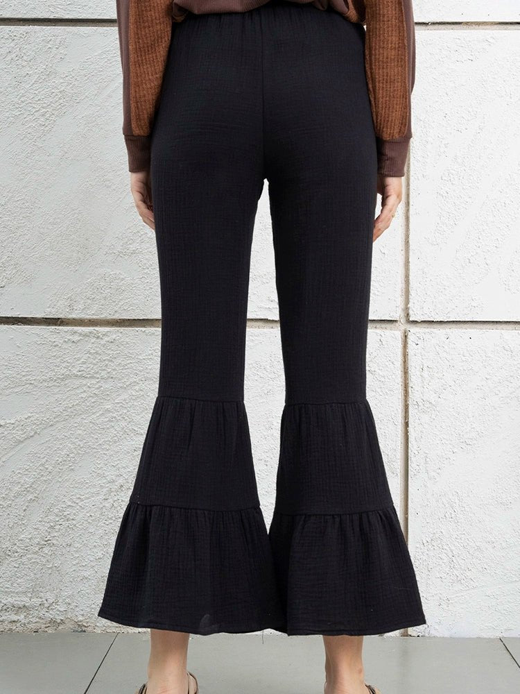 Black Fashion Fashion Ruffles Thin Women&