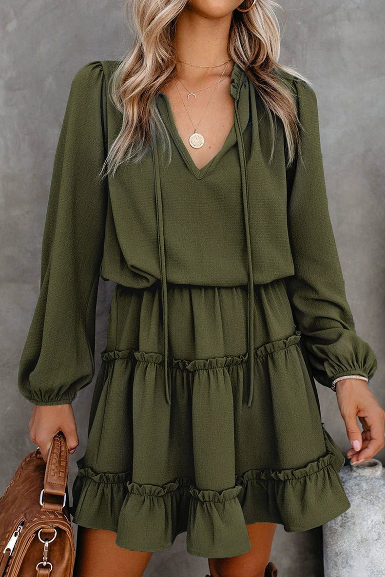 2024 Autumn Solid Color Thin Jumpsuit Skirt Fashion Slim Looking Temperament Commute Pullover Loose Knee - Length Dress Women - Kaiju Mafia