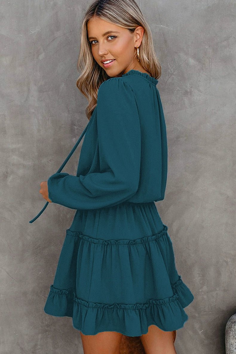 2024 Autumn Solid Color Thin Jumpsuit Skirt Fashion Slim Looking Temperament Commute Pullover Loose Knee - Length Dress Women - Kaiju Mafia