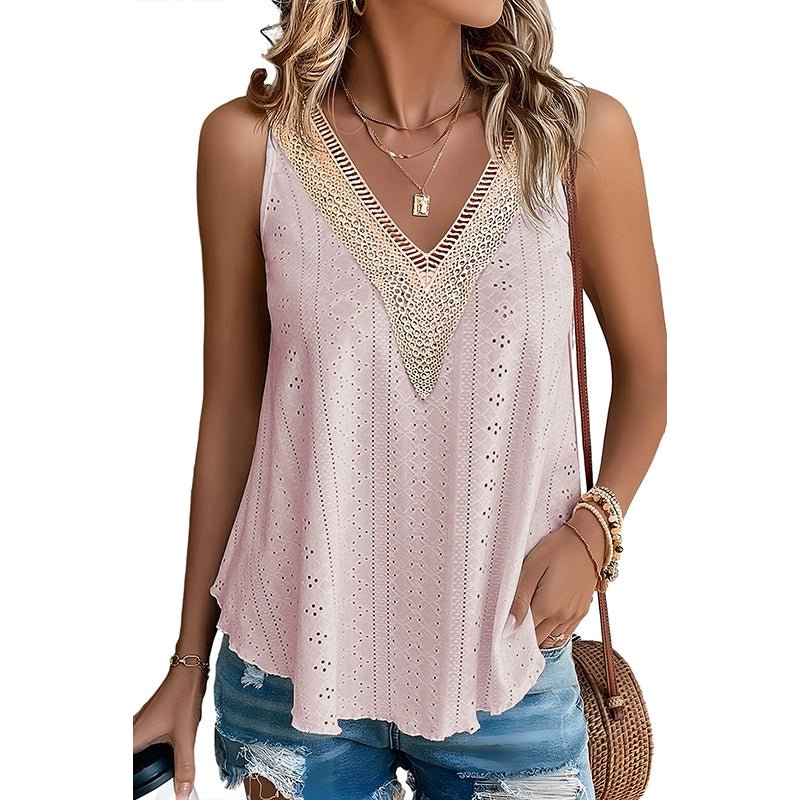 V Neck Splicing Sling Cool Breathable Sexy Lace - Kaiju Mafia