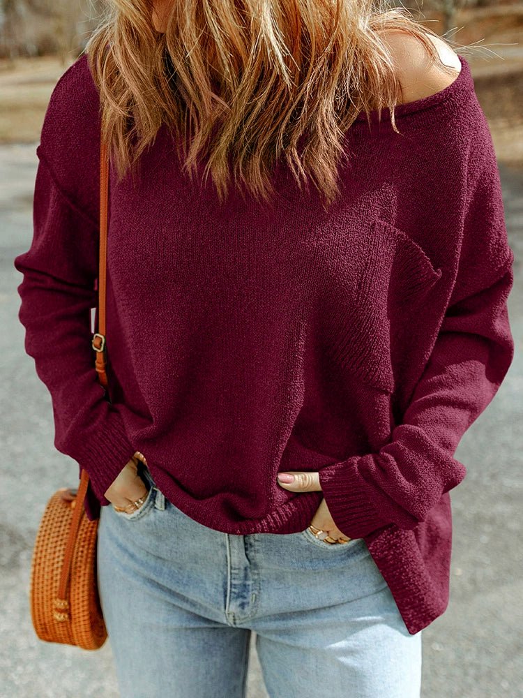 Fall 2024 New Arrival Pure Color Long Sleeves Sweater Female European and American Leisure Wind Thread Knitting Thermal Head Cover Tops Female - Kaiju Mafia