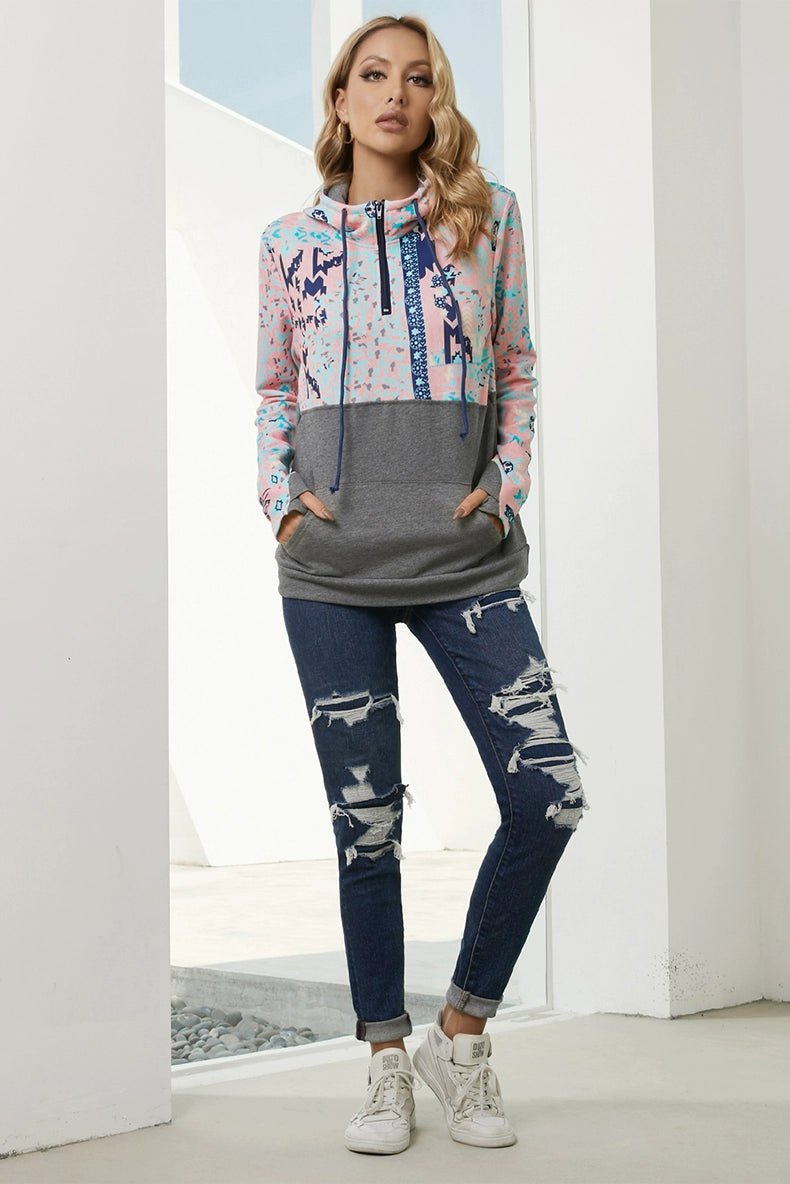 Special Offer Fashion Pullover Hooded Long Sleeve Sweater Women 2024 Autumn Plaid Printed Stitching Warm Tops Women - Kaiju Mafia