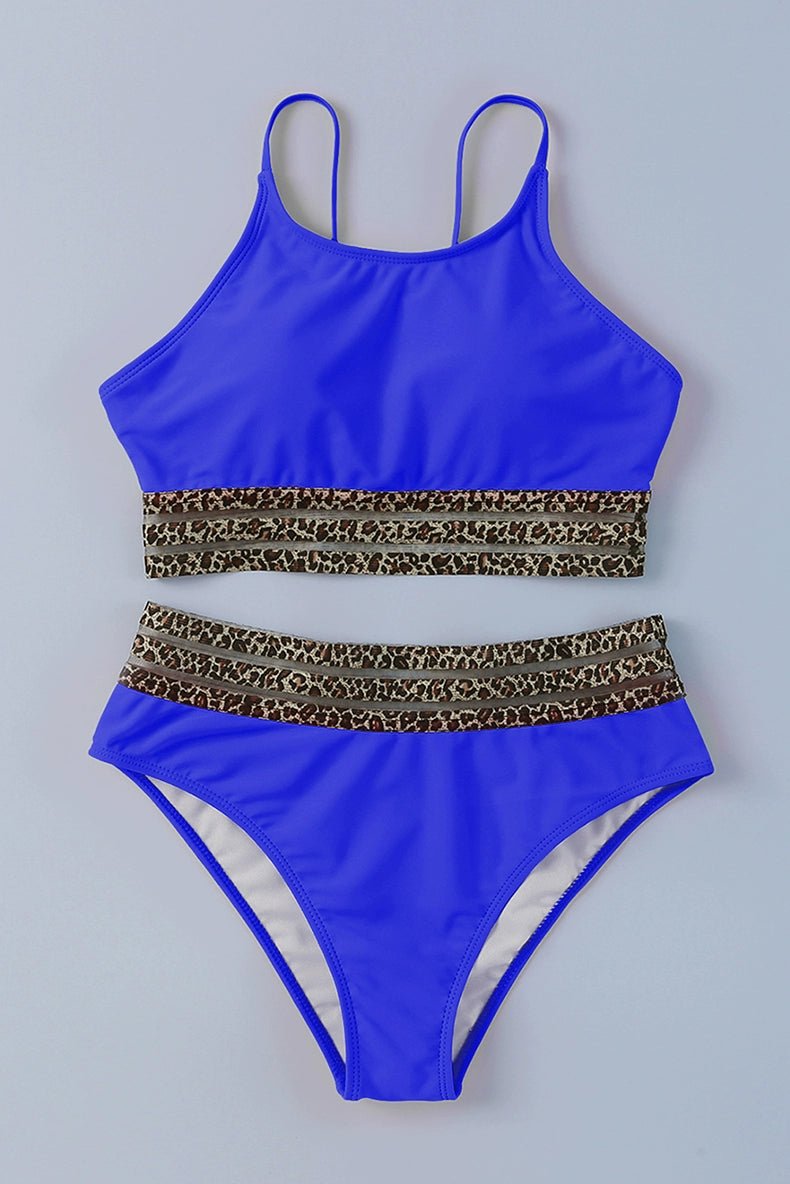 2024 Summer Leopard Print Print Separates Swimsuit Fashion with Chest Pad Wireless Cup Triangle Bikini Swimsuit Two - Piece Suit - Kaiju Mafia