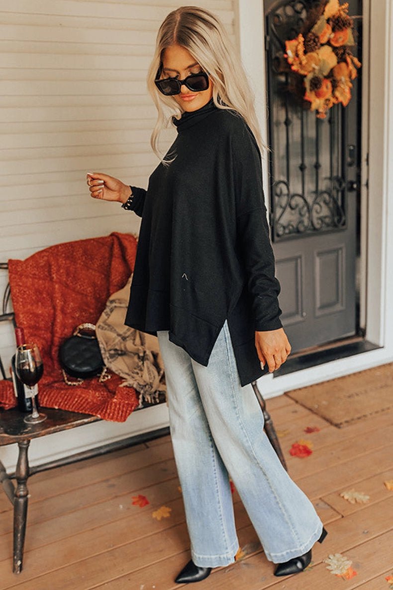 Pure Color Long Sleeves Casual Wind Loose Bottoming Top Pullover - Kaiju Mafia