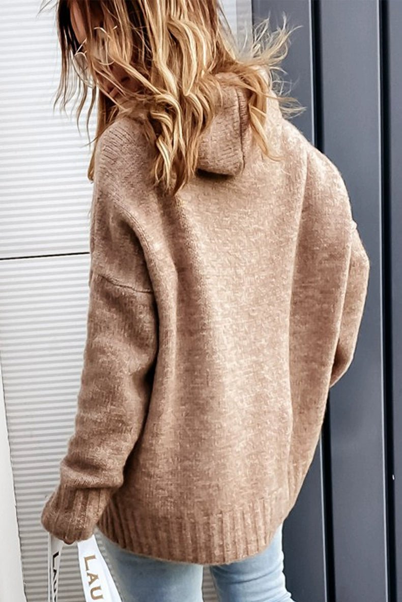 2024 Fashion Pure Color Kangaroo Pocket Turtleneck Knitting Sweater Female Winter New Arrival Thickened Heattech Thickening Sweater Female - Kaiju Mafia