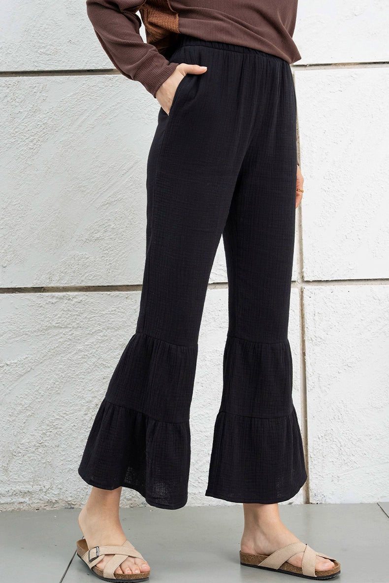 Black Fashion Fashion Ruffles Thin Women&