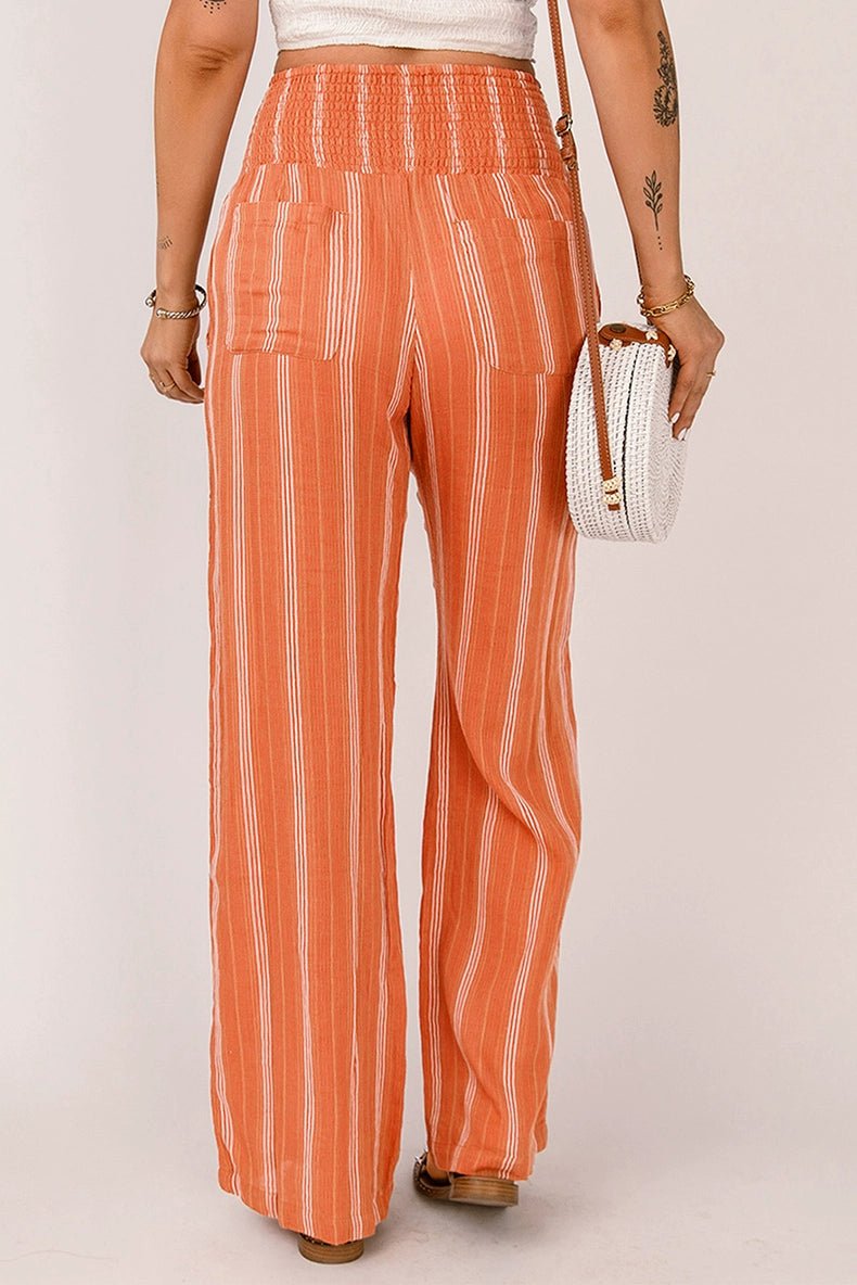 Stripes Personality Slim Fit High Waist Thin Straight - leg Casual Pants - Kaiju Mafia