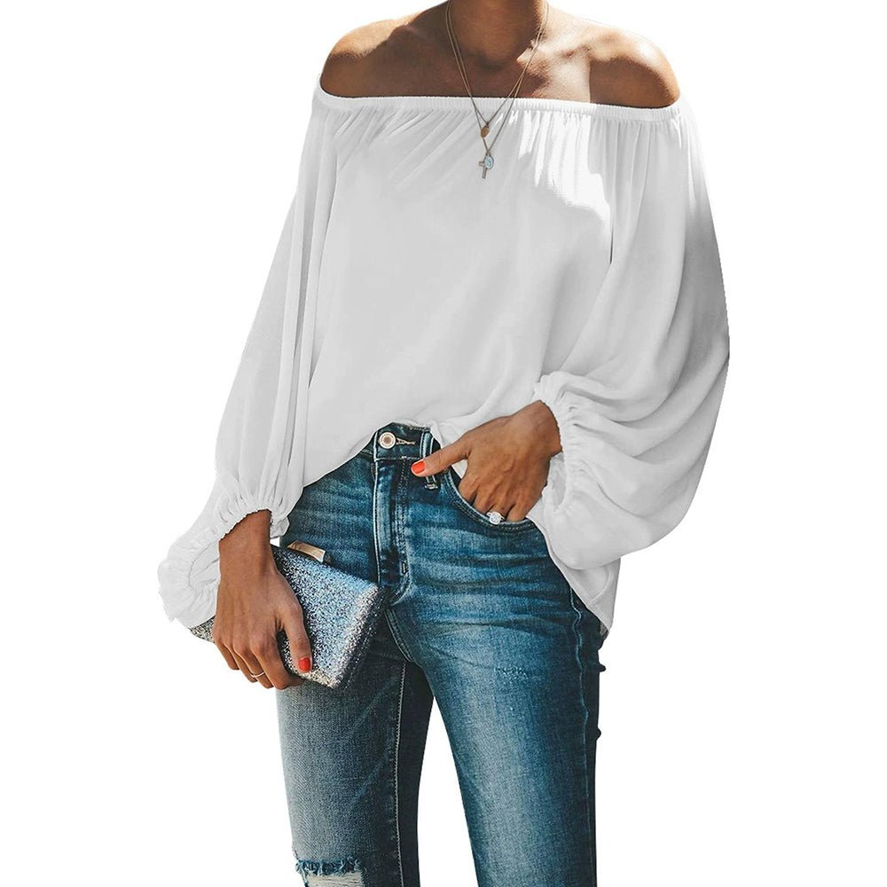 Off - the - Shoulder Fashion Tube Top off - Neck Pullover Long Sleeves Shirt - Kaiju Mafia