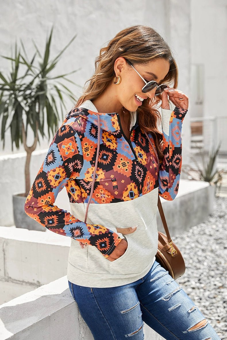 Special Offer Fashion Pullover Hooded Long Sleeve Sweater Women 2024 Autumn Plaid Printed Stitching Warm Tops Women - Kaiju Mafia