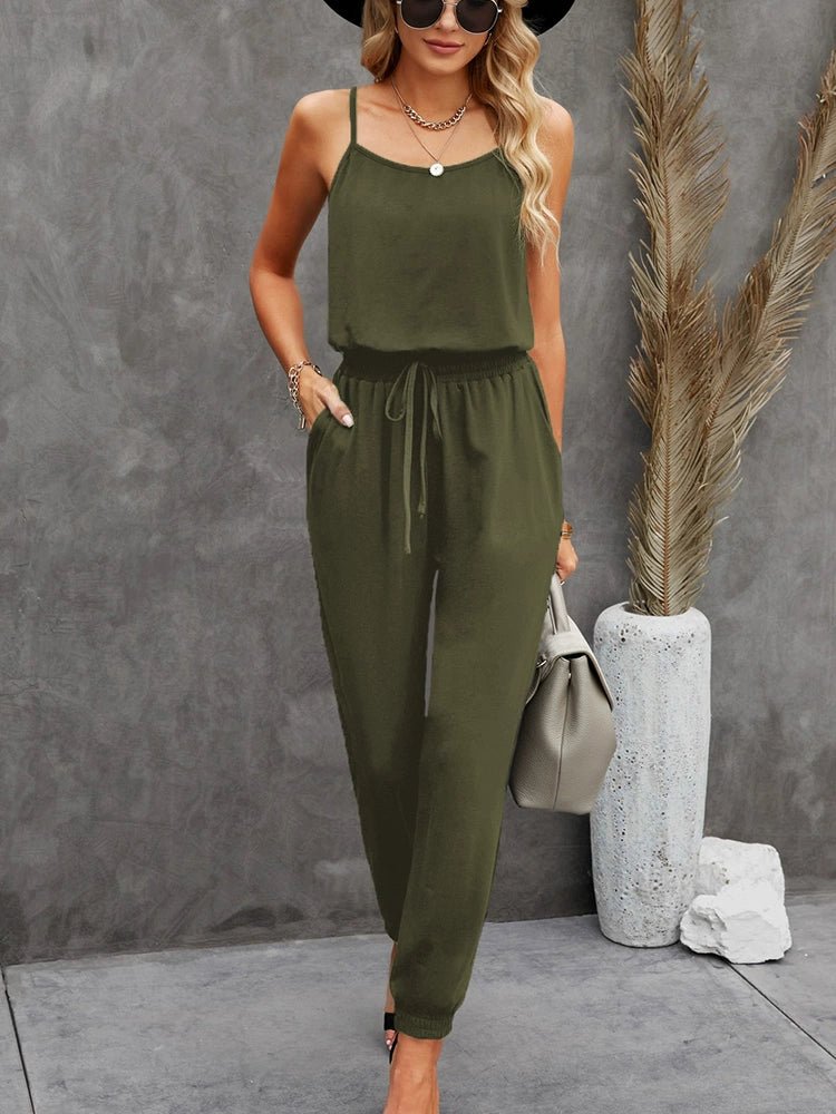 Elastic Waist Fashion Fashion Black Silm Ankle Strap - Kaiju Mafia