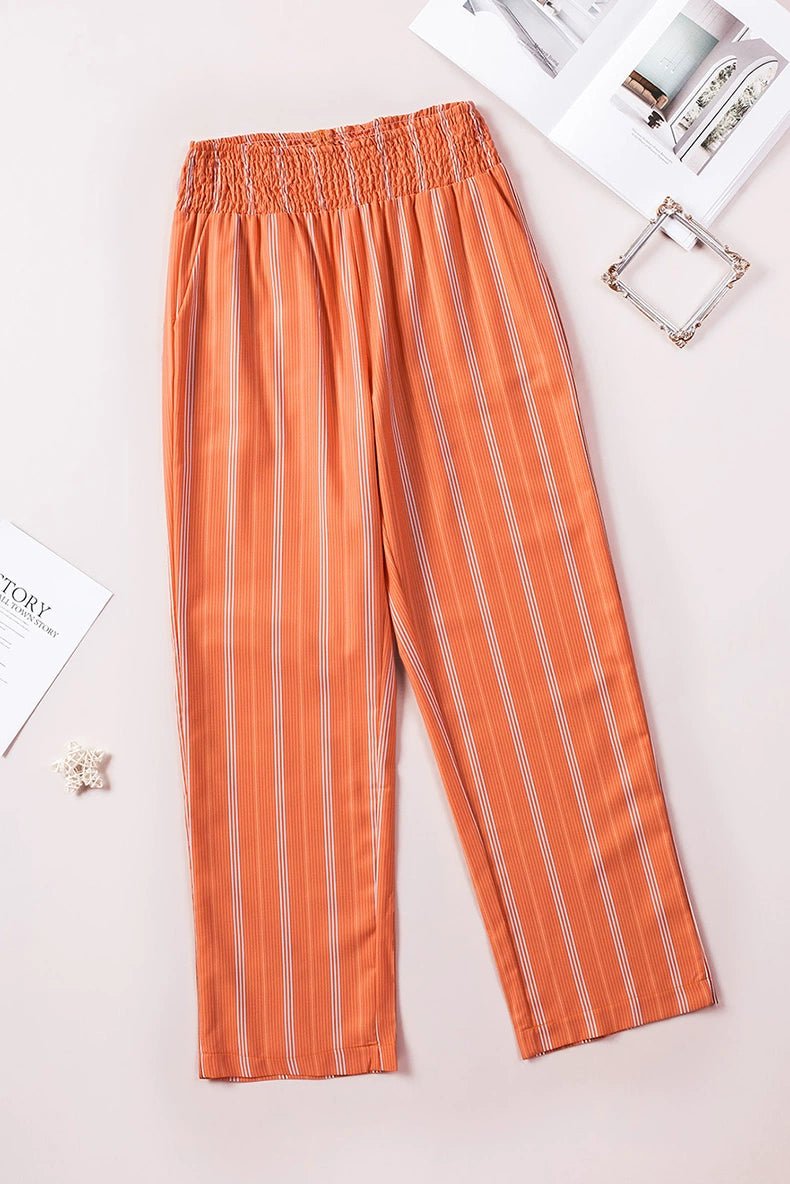 Stripes Personality Slim Fit High Waist Thin Straight - leg Casual Pants - Kaiju Mafia
