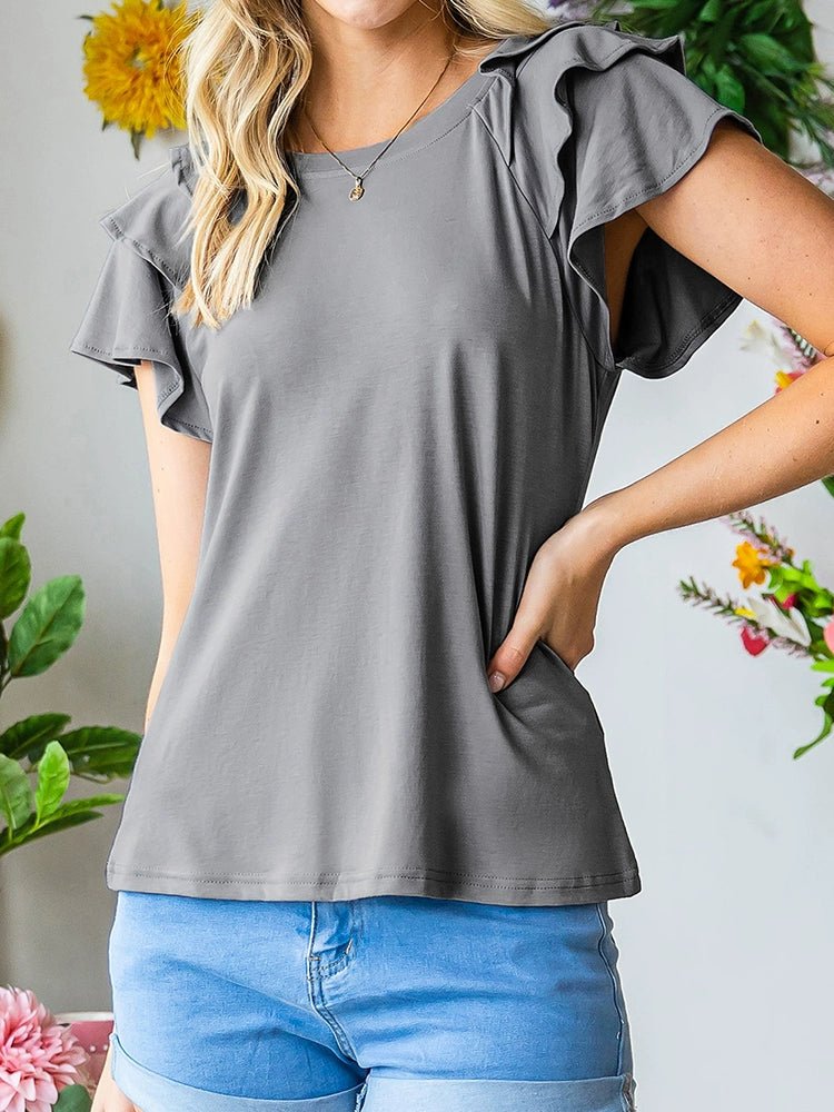 Pleated Summer Silm Thin Top T-shirt with Short Sleeves - Kaiju Mafia