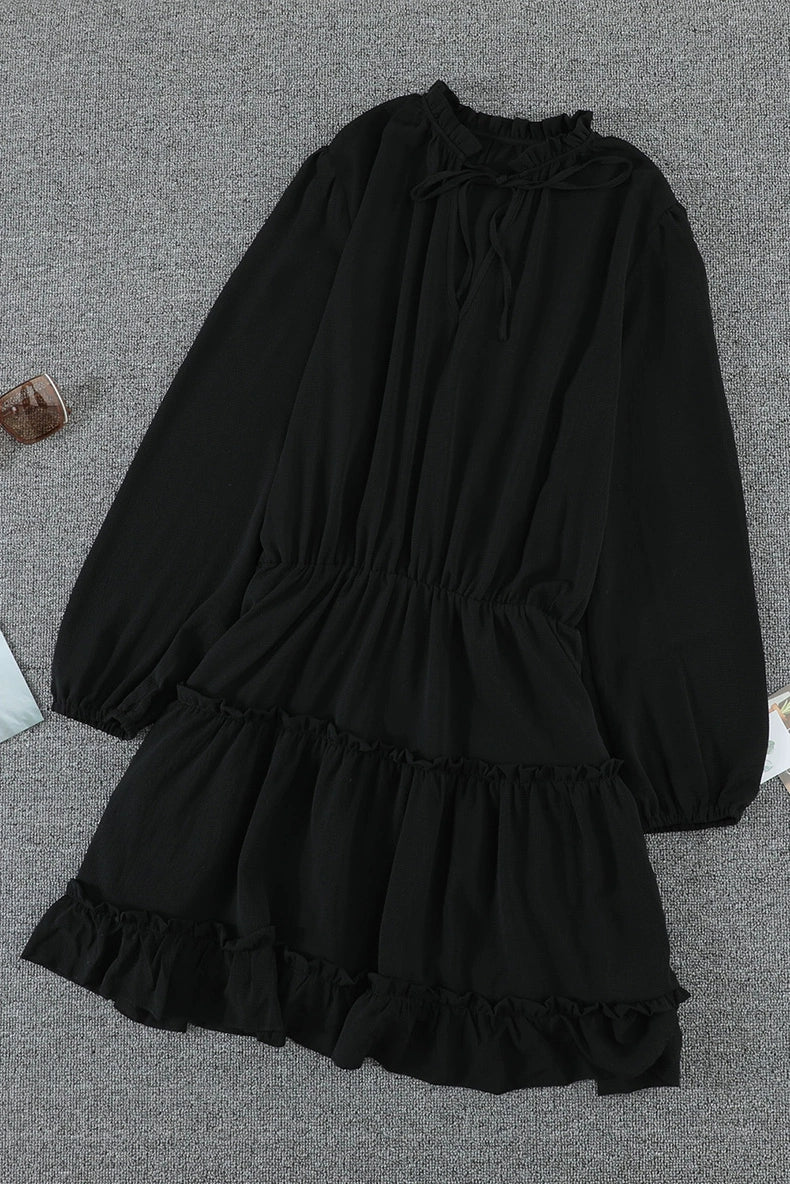 2024 Autumn Solid Color Thin Jumpsuit Skirt Fashion Slim Looking Temperament Commute Pullover Loose Knee - Length Dress Women - Kaiju Mafia