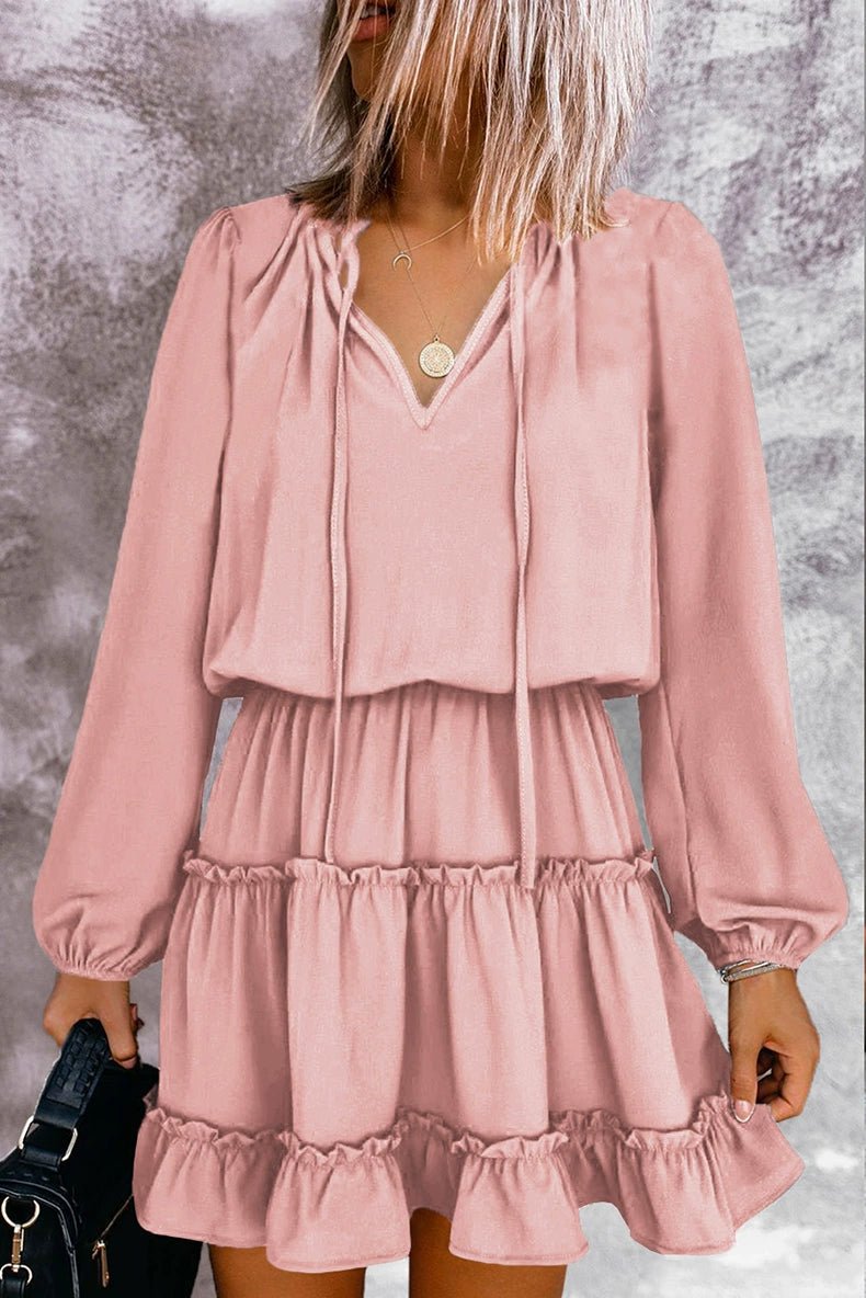 2024 Autumn Solid Color Thin Jumpsuit Skirt Fashion Slim Looking Temperament Commute Pullover Loose Knee - Length Dress Women - Kaiju Mafia