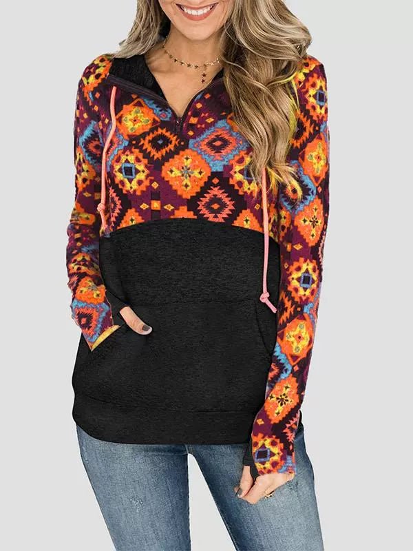 Special Offer Fashion Pullover Hooded Long Sleeve Sweater Women 2024 Autumn Plaid Printed Stitching Warm Tops Women - Kaiju Mafia
