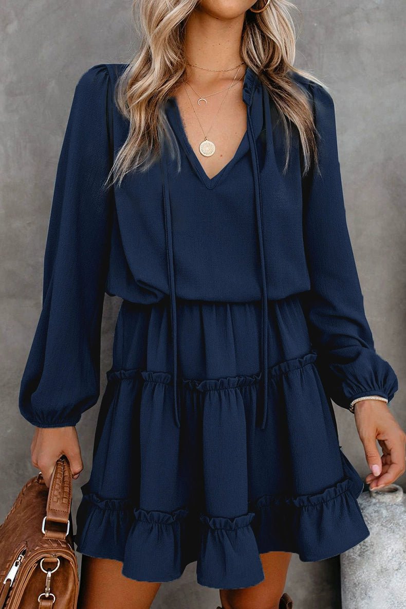 2024 Autumn Solid Color Thin Jumpsuit Skirt Fashion Slim Looking Temperament Commute Pullover Loose Knee - Length Dress Women - Kaiju Mafia