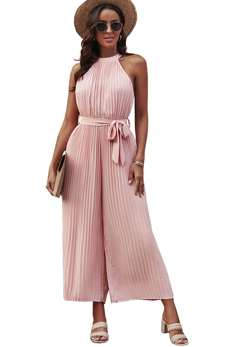 2024 Summer New Arrival Pure Color Halter Jumpsuit Women&
