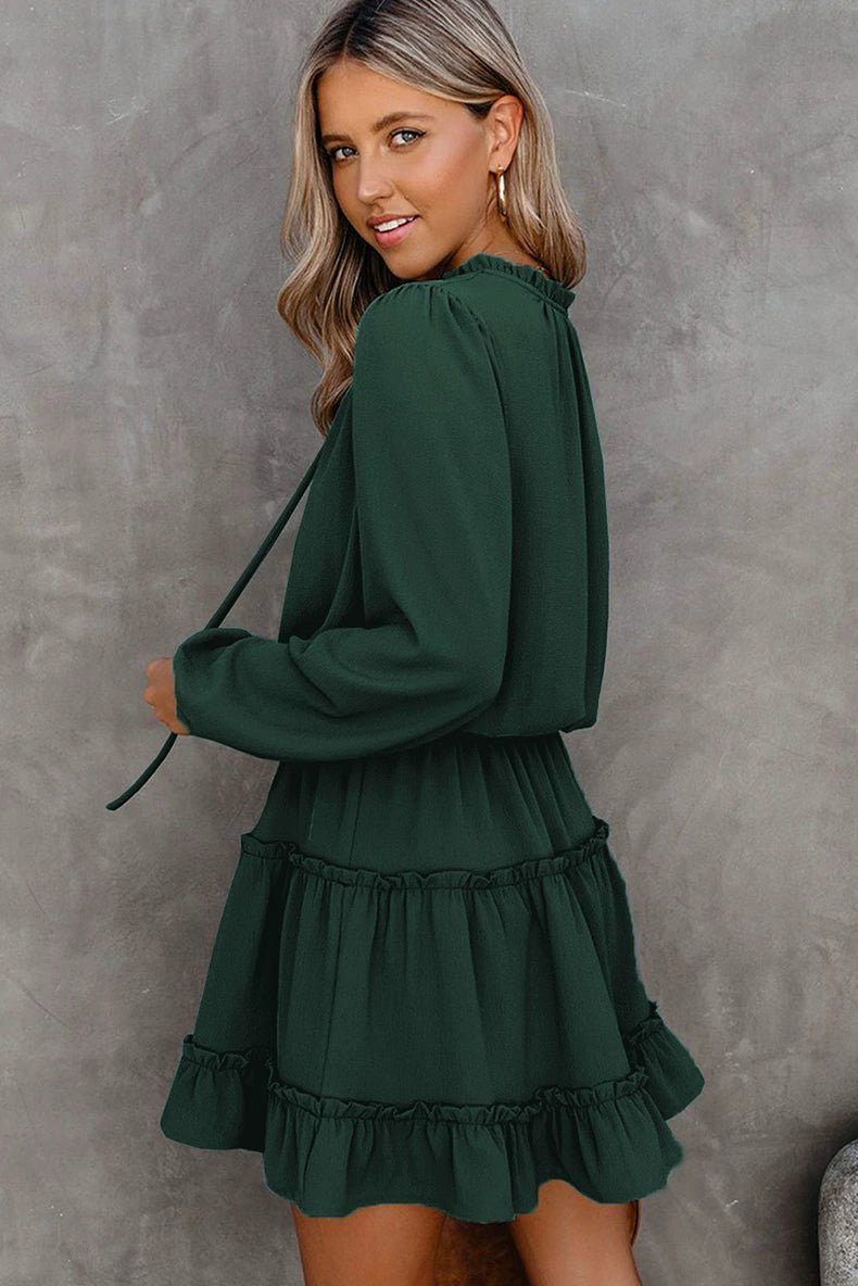 2024 Autumn Solid Color Thin Jumpsuit Skirt Fashion Slim Looking Temperament Commute Pullover Loose Knee - Length Dress Women - Kaiju Mafia