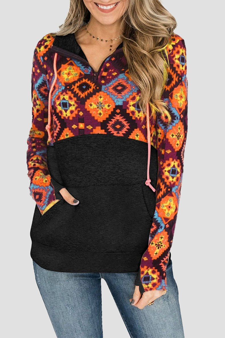 Special Offer Fashion Pullover Hooded Long Sleeve Sweater Women 2024 Autumn Plaid Printed Stitching Warm Tops Women - Kaiju Mafia