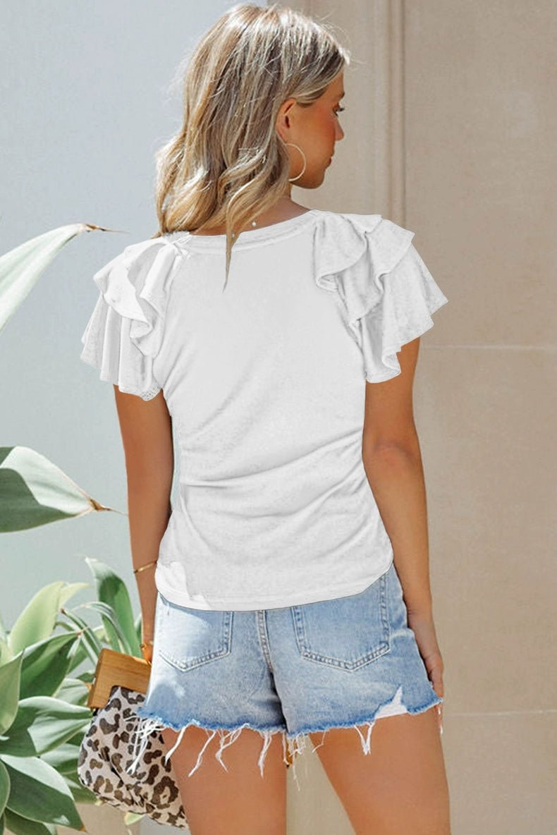 Pleated Summer Silm Thin Top T-shirt with Short Sleeves - Kaiju Mafia