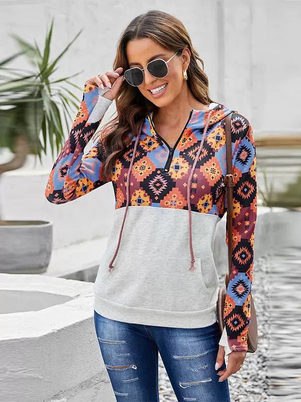 Special Offer Fashion Pullover Hooded Long Sleeve Sweater Women 2024 Autumn Plaid Printed Stitching Warm Tops Women - Kaiju Mafia