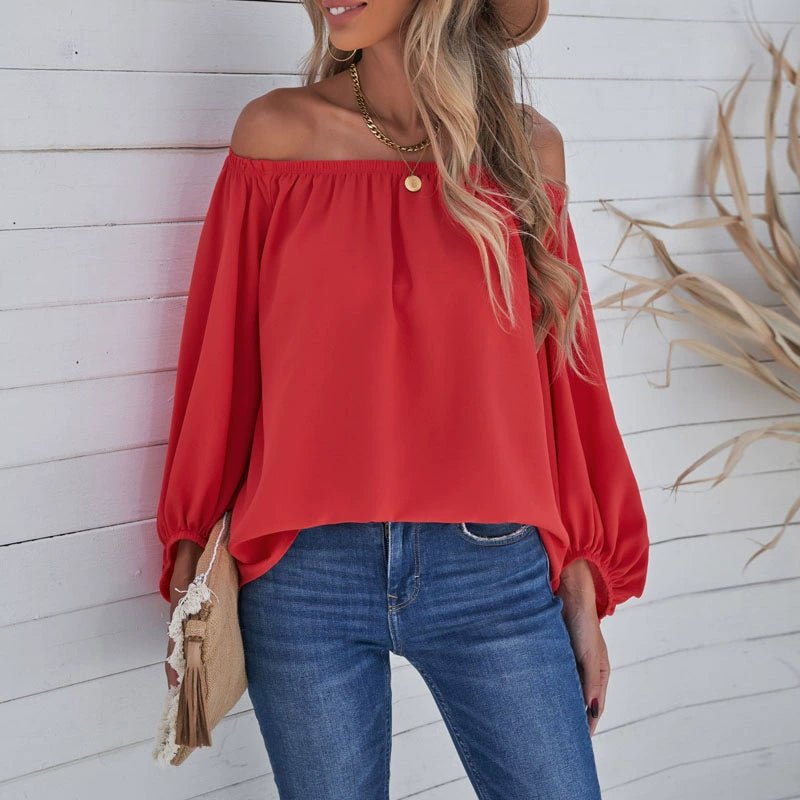 Off - the - Shoulder Fashion Tube Top off - Neck Pullover Long Sleeves Shirt - Kaiju Mafia