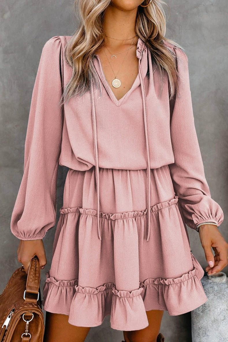 2024 Autumn Solid Color Thin Jumpsuit Skirt Fashion Slim Looking Temperament Commute Pullover Loose Knee - Length Dress Women - Kaiju Mafia