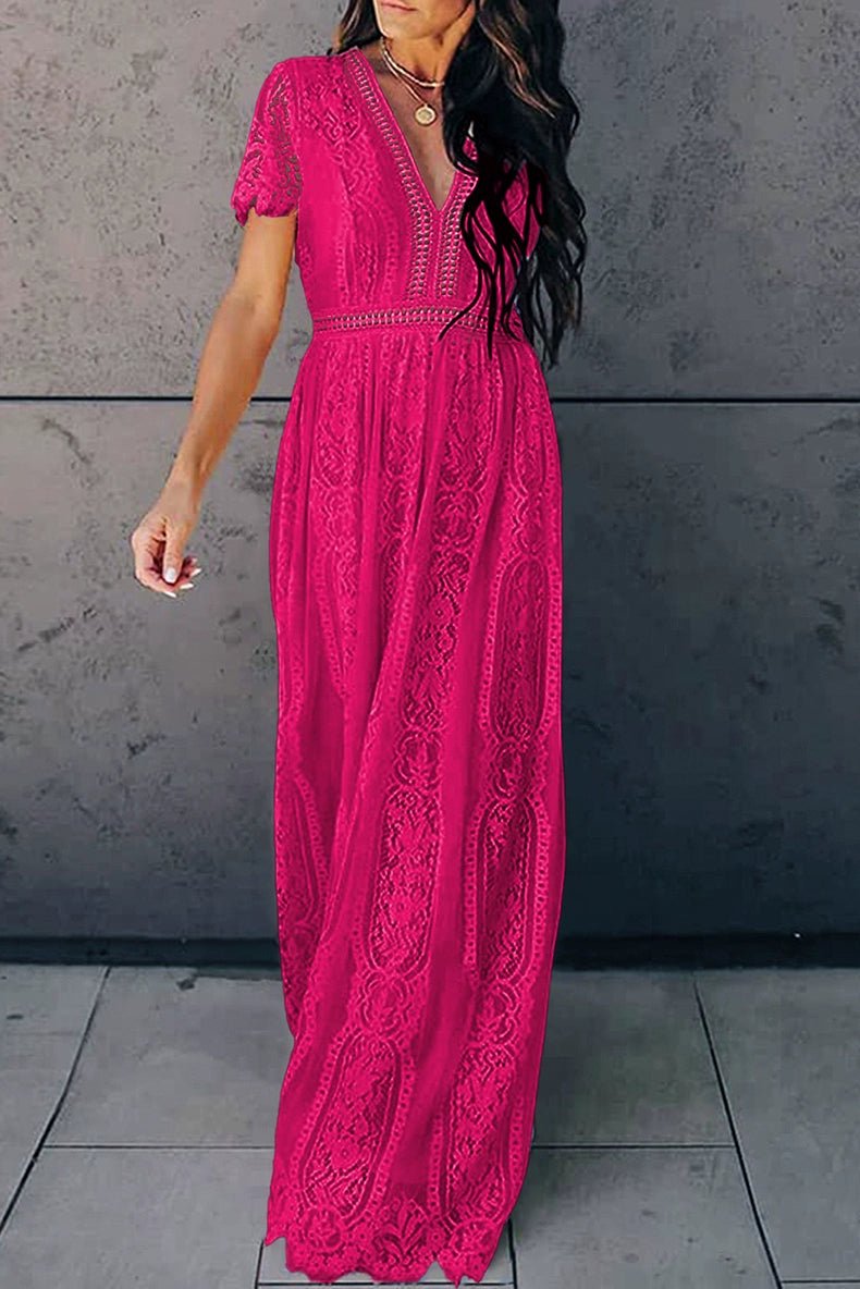 V Neck Fashion White Fairy Lace Dress Short Sleeve - Kaiju Mafia