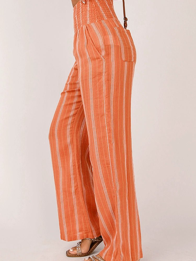 Stripes Personality Slim Fit High Waist Thin Straight - leg Casual Pants - Kaiju Mafia