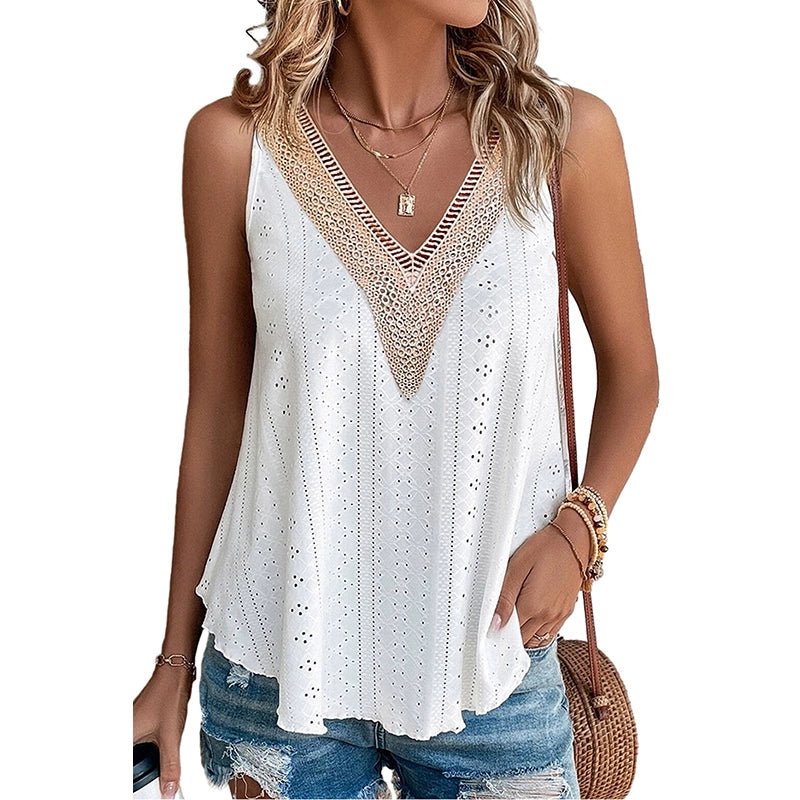 V Neck Splicing Sling Cool Breathable Sexy Lace - Kaiju Mafia