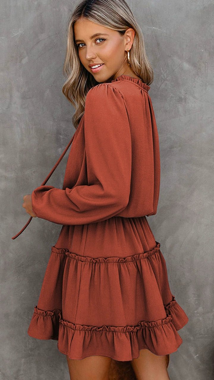 2024 Autumn Solid Color Thin Jumpsuit Skirt Fashion Slim Looking Temperament Commute Pullover Loose Knee - Length Dress Women - Kaiju Mafia