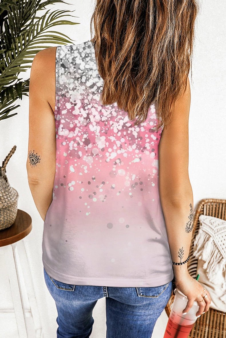 Summer New round Neck Loose Gradient Color Sleeveless T-shirt - Kaiju Mafia