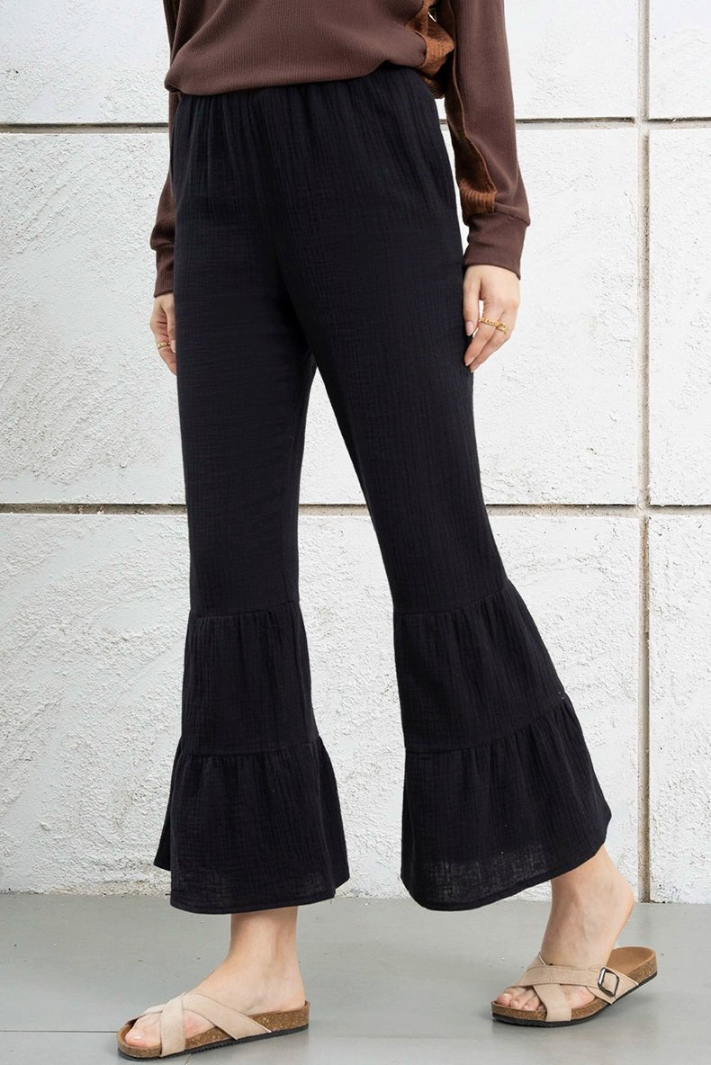 Black Fashion Fashion Ruffles Thin Women&