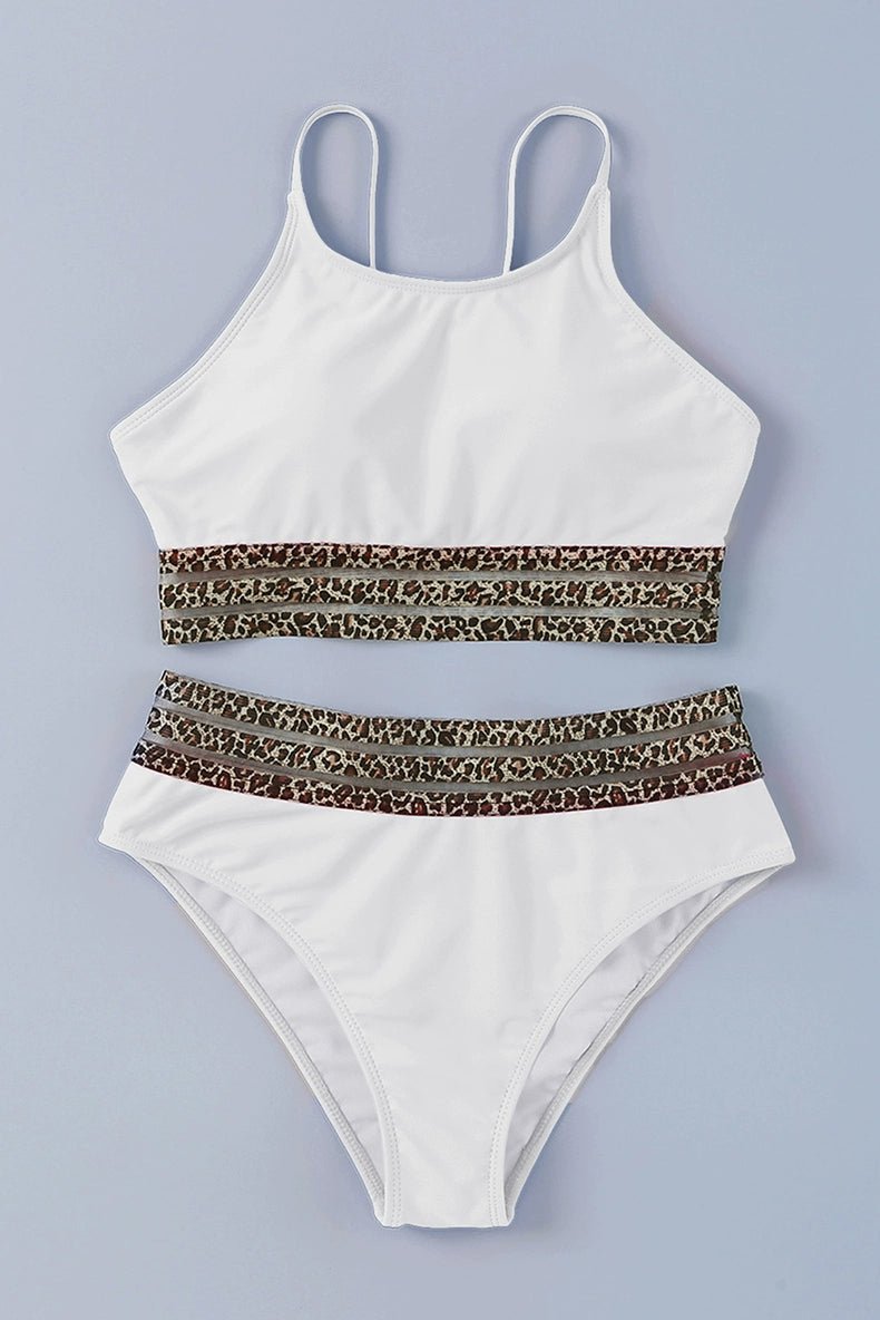 2024 Summer Leopard Print Print Separates Swimsuit Fashion with Chest Pad Wireless Cup Triangle Bikini Swimsuit Two - Piece Suit - Kaiju Mafia