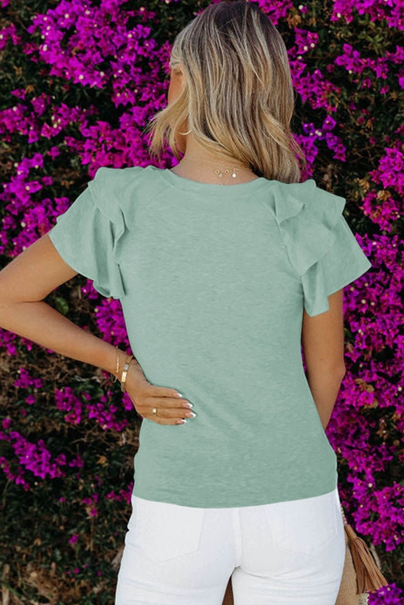 Pleated Summer Silm Thin Top T-shirt with Short Sleeves - Kaiju Mafia