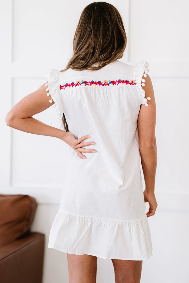 Summer Short Sleeve Fashion Bohemia Knee - Length Skirt Embroider - Kaiju Mafia