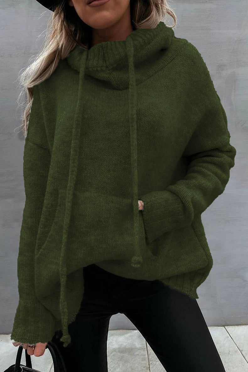 2024 Fashion Pure Color Kangaroo Pocket Turtleneck Knitting Sweater Female Winter New Arrival Thickened Heattech Thickening Sweater Female - Kaiju Mafia