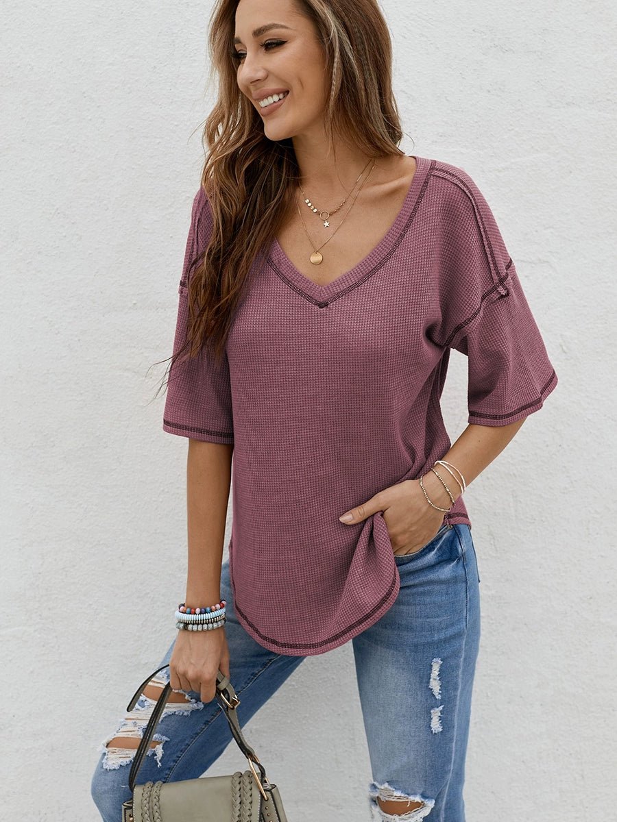 Dilamon New Arrival Pure Color Casual Half Sleeve Shirt Women&