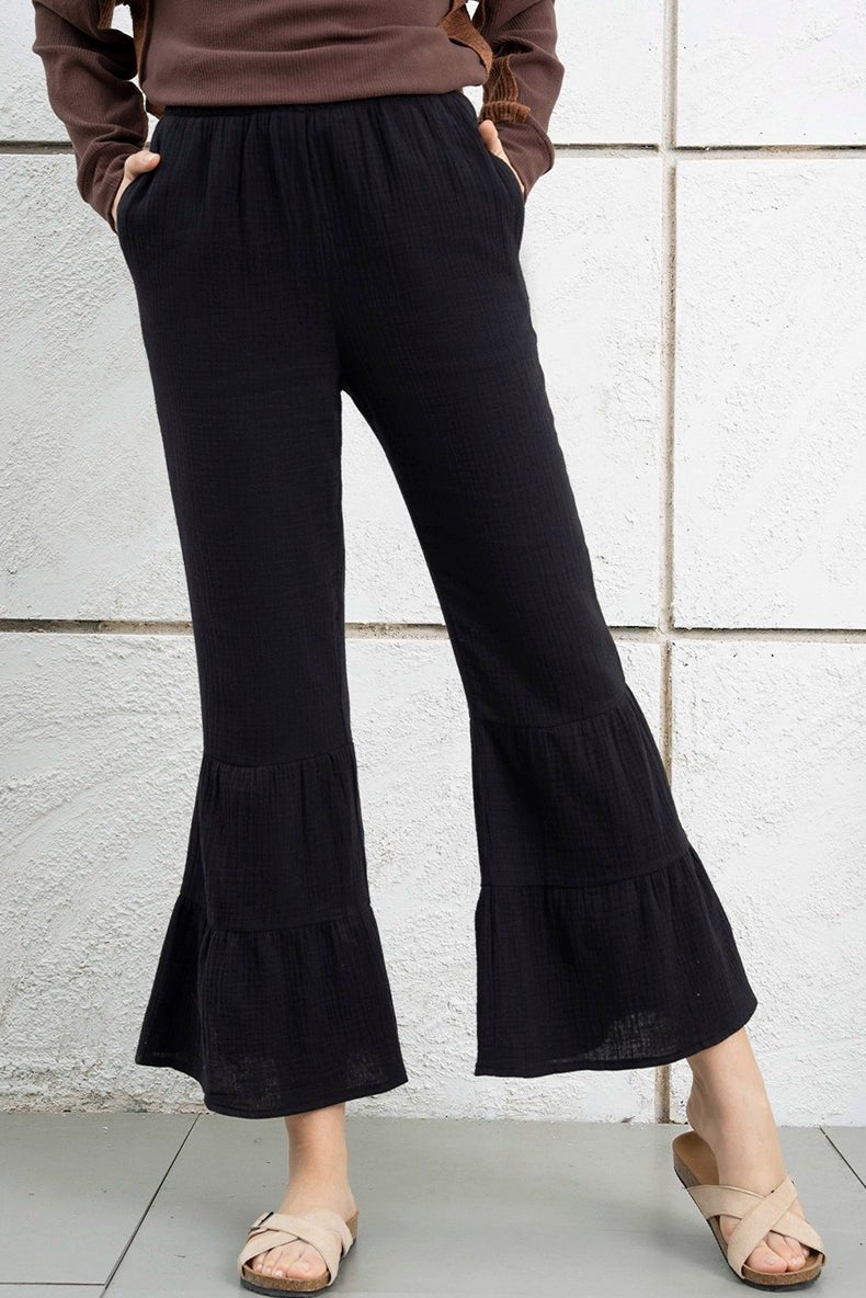 Black Fashion Fashion Ruffles Thin Women&