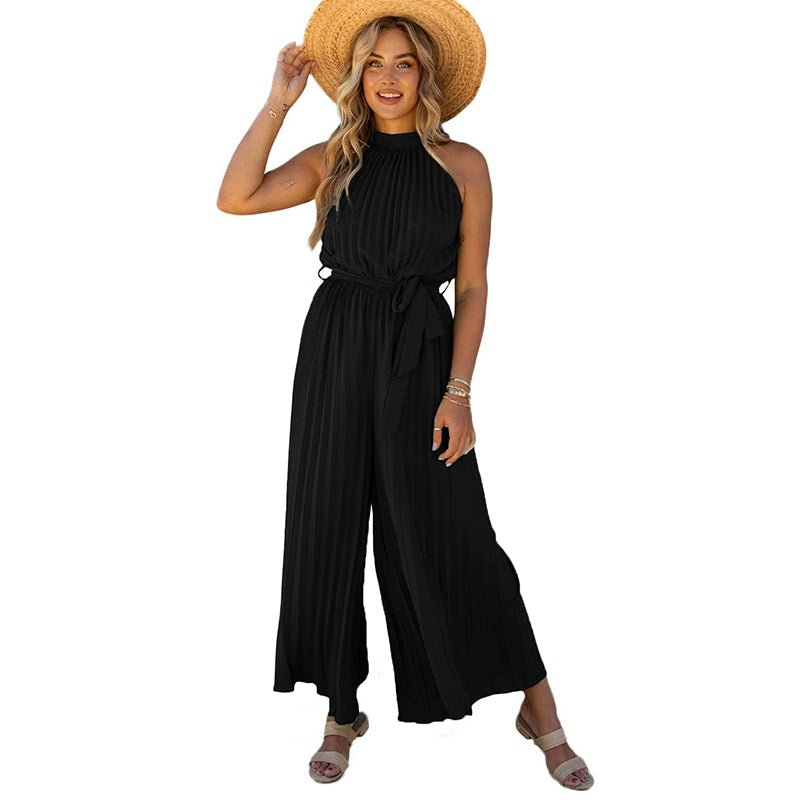 2024 Summer New Arrival Pure Color Halter Jumpsuit Women&