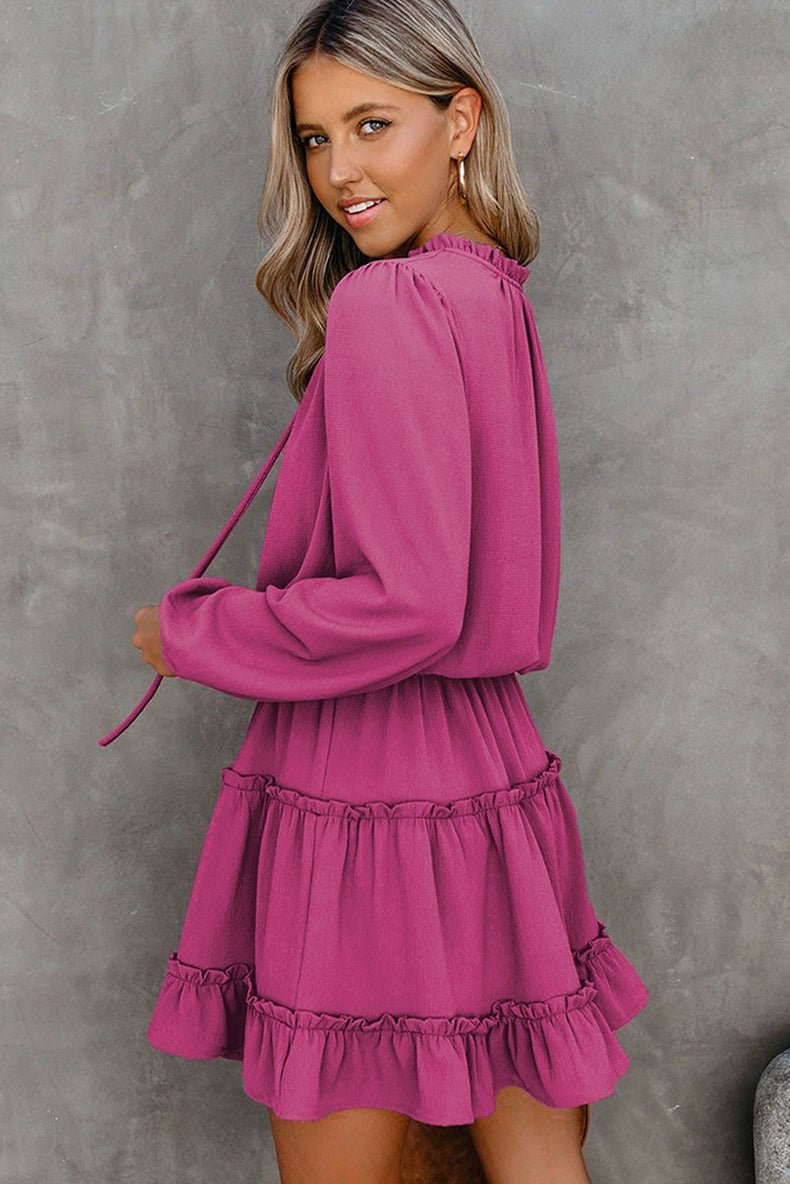 2024 Autumn Solid Color Thin Jumpsuit Skirt Fashion Slim Looking Temperament Commute Pullover Loose Knee - Length Dress Women - Kaiju Mafia