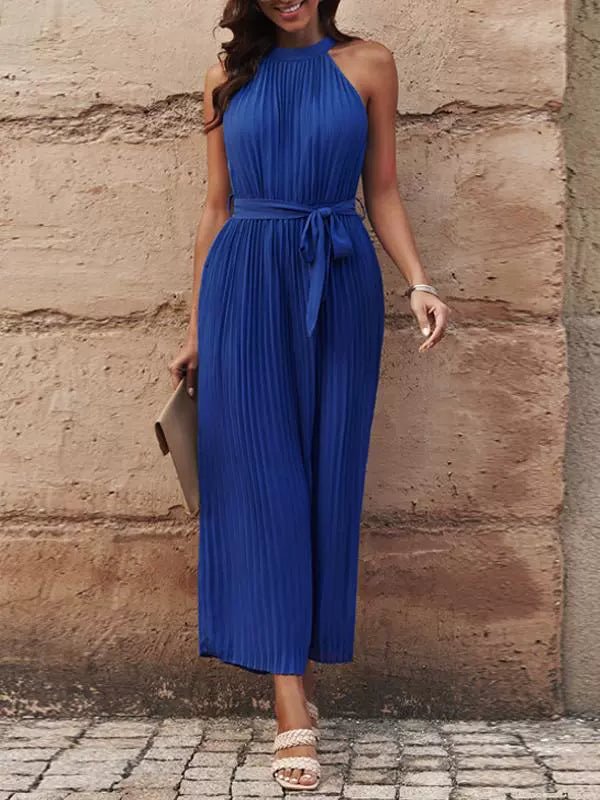 2024 Summer New Arrival Pure Color Halter Jumpsuit Women&