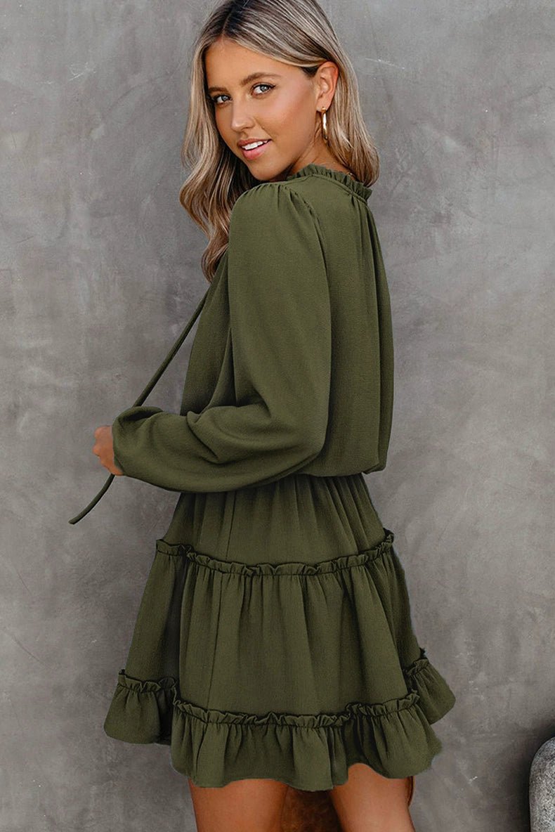 2024 Autumn Solid Color Thin Jumpsuit Skirt Fashion Slim Looking Temperament Commute Pullover Loose Knee - Length Dress Women - Kaiju Mafia